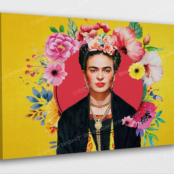 Frida Kahlo Art Canvas Frida Kahlo /Flower Self Portrait/Printed Picture Wall Art Decoration POSTER or CANVAS READY to Hang