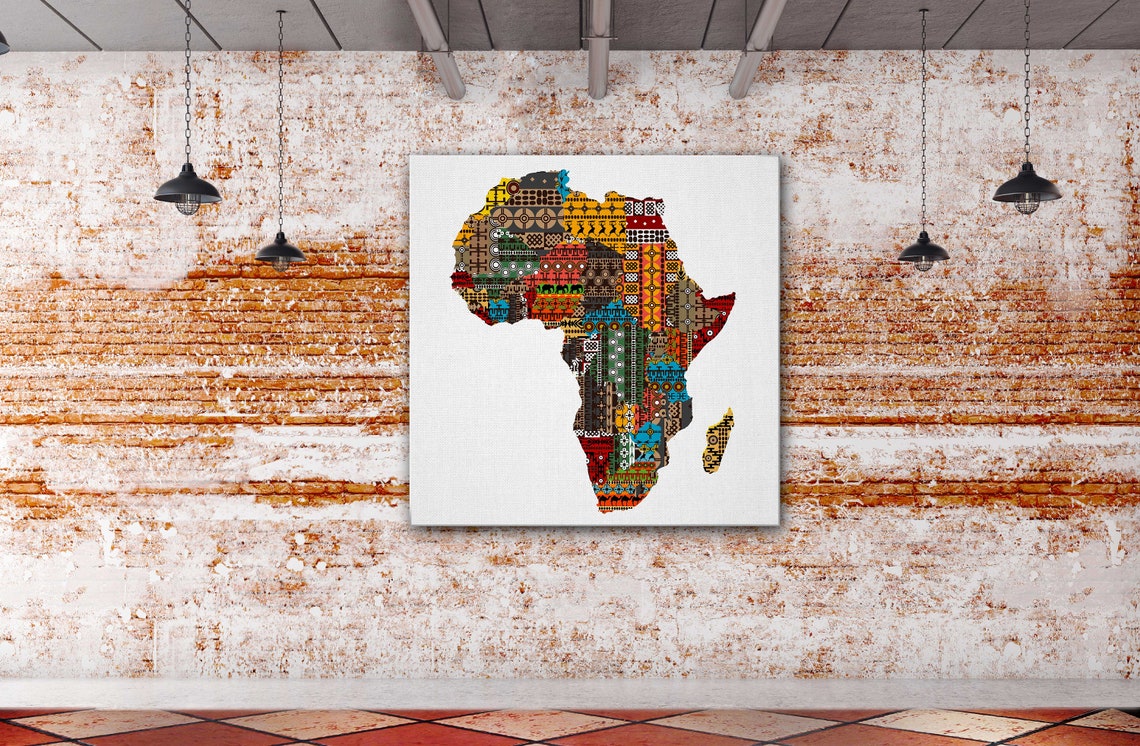 African Art Canvas-Map of Africa in Pattern Style Art Canvas | Etsy