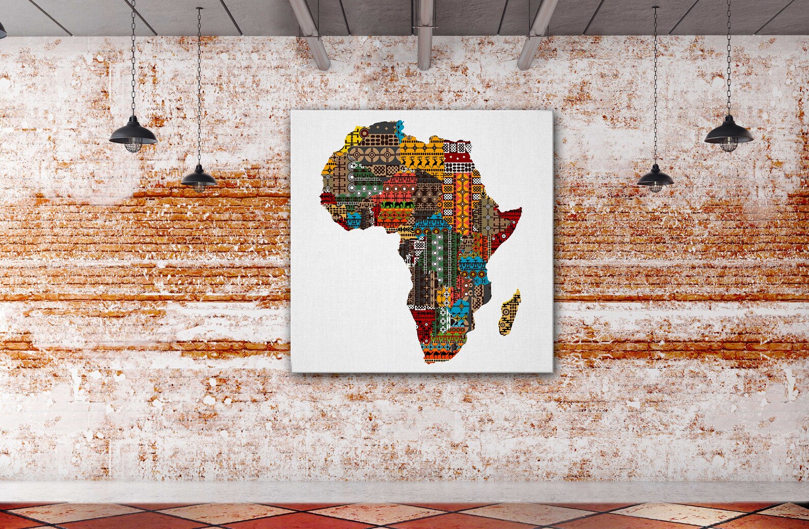 African Art CanvasMap of Africa in Pattern Style Art Canvas Etsy