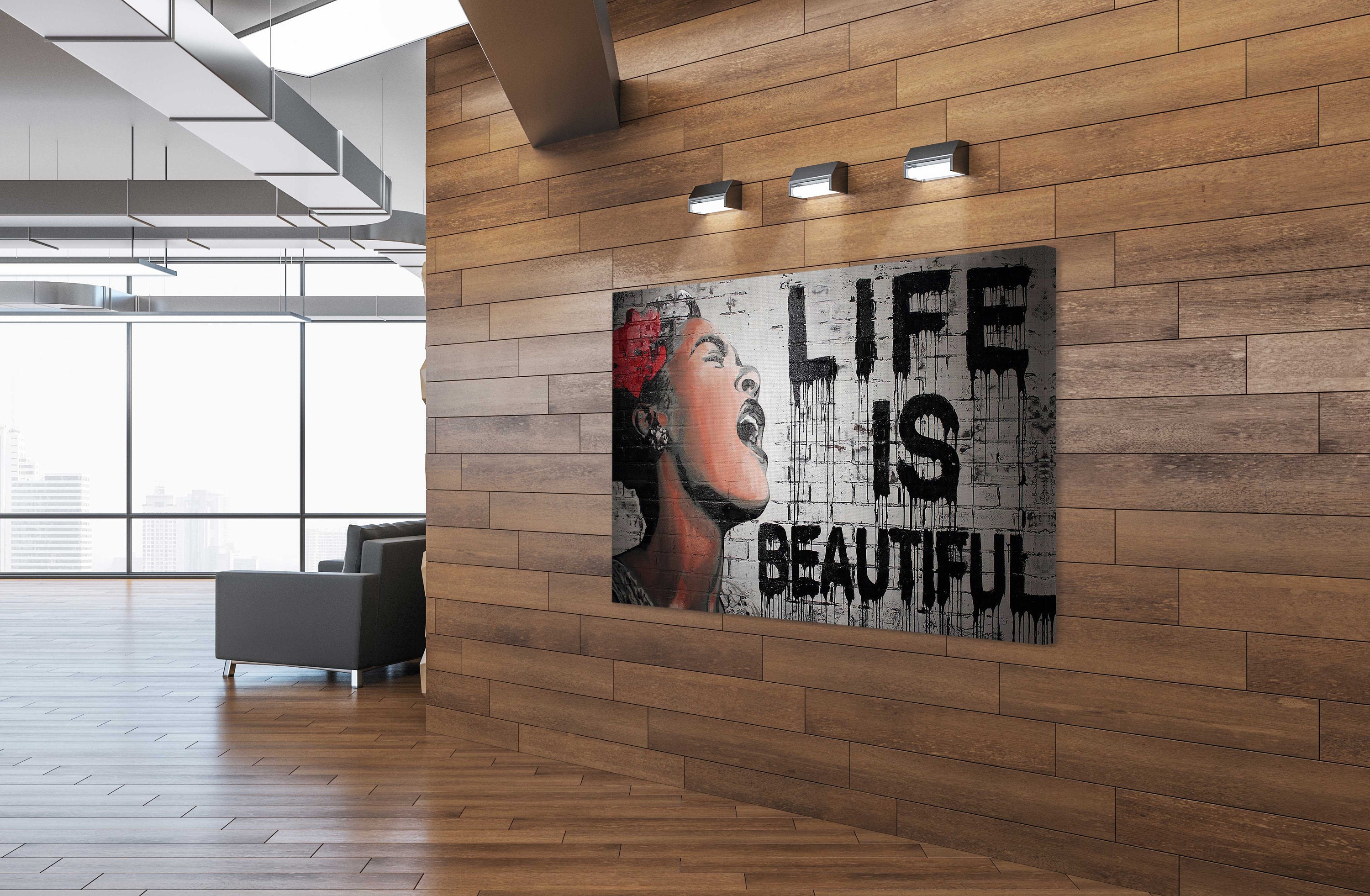 Banksy Street Art CanvasGraffiti Life is Beautiful Street Art Etsy