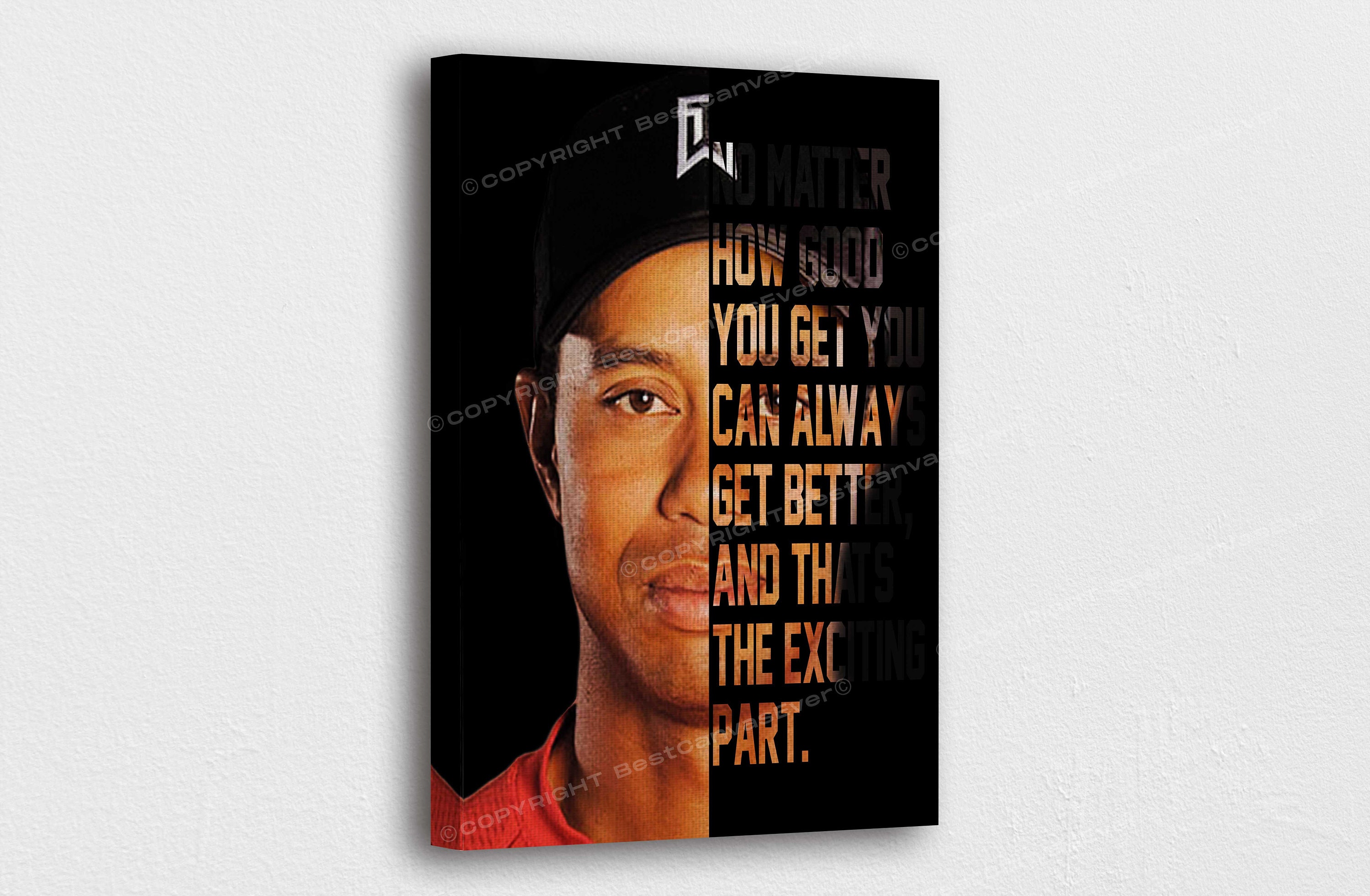 Tiger Woods Art Canvas-Tiger Woods Motivational Quotes Art | Etsy