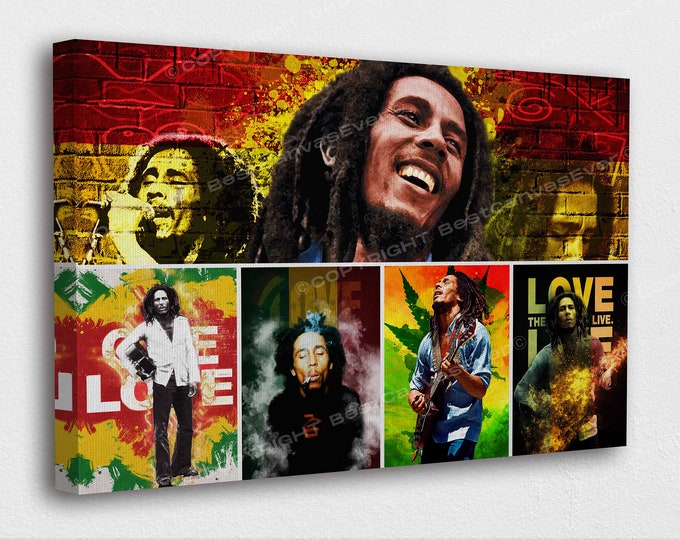 Bob Marley Art Canvas Bob Marley Picture Collage Art Canvas Poster Printed Picture Wall Art Decoration POSTER or CANVAS READY to Hang Gift