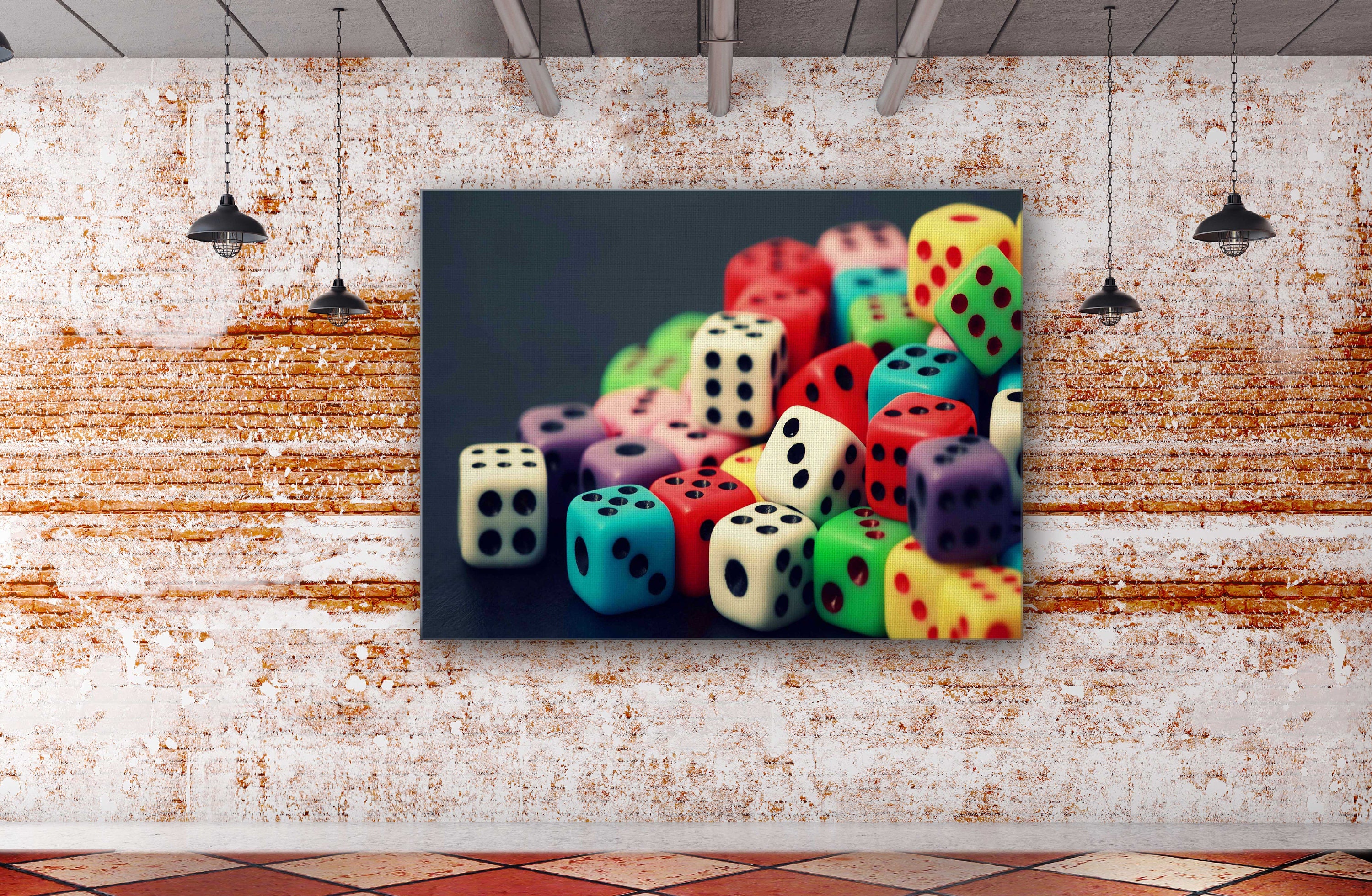 Game Room Wall Art Canvas Colorful Dice Game Art Canvas Etsy