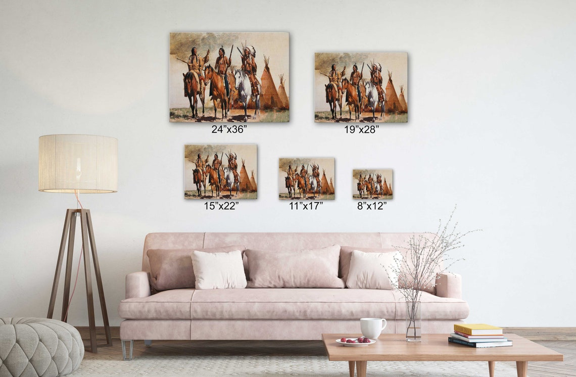 American Indian Art Canvas-group of Native Indian W/ Horses - Etsy