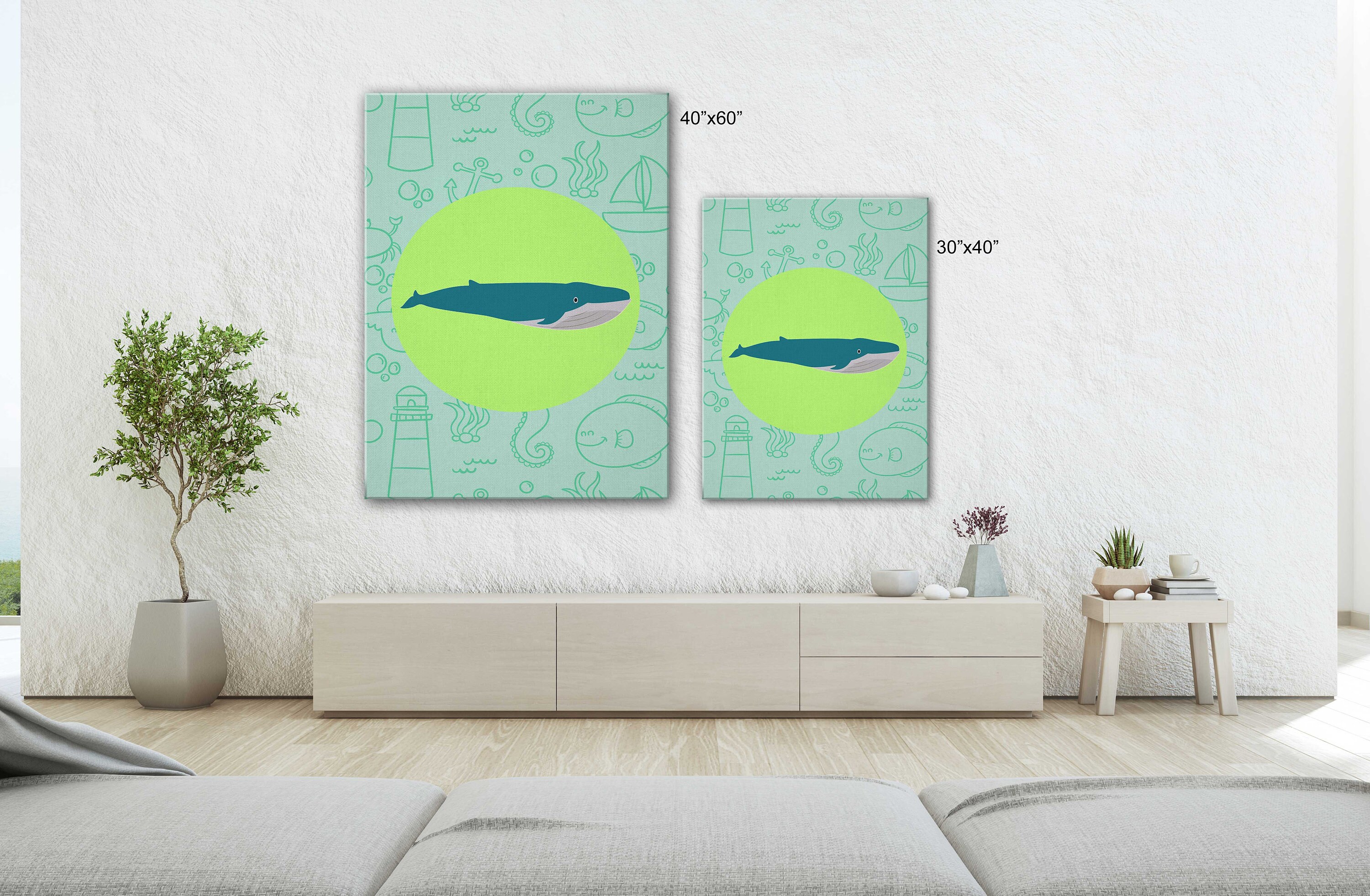 Badezimmer Kunst Leinwand Wal in grün Hintergrund Badezimmer | Etsy
