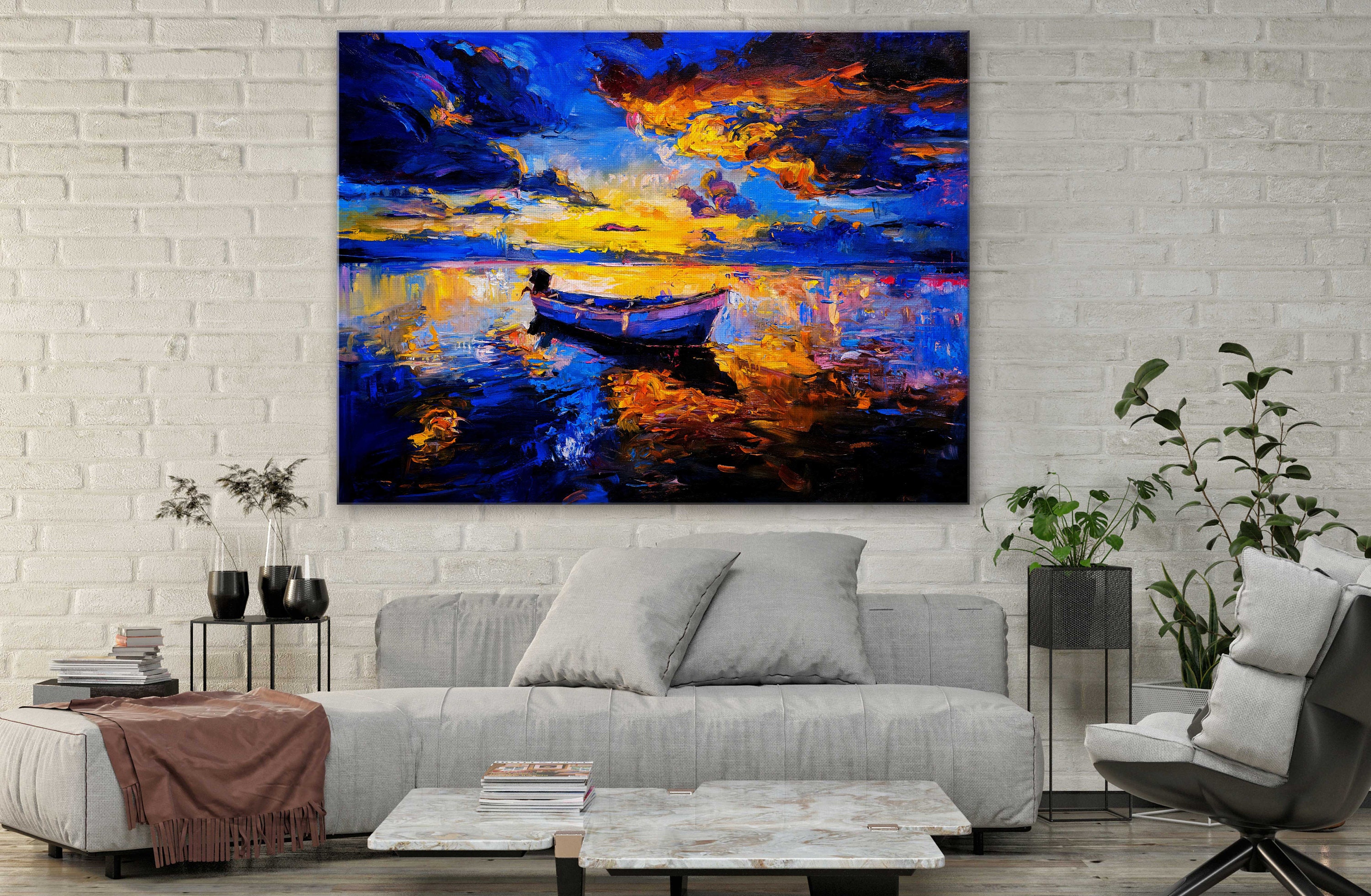 Painting Style Art Canvas-sunset Intense Color Painting Style - Etsy