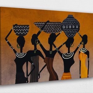 African Art Canvas-African Traditional Women w/ Water pot Art Poster/Printed Picture Wall Art Decoration POSTER or CANVAS READY to Hang