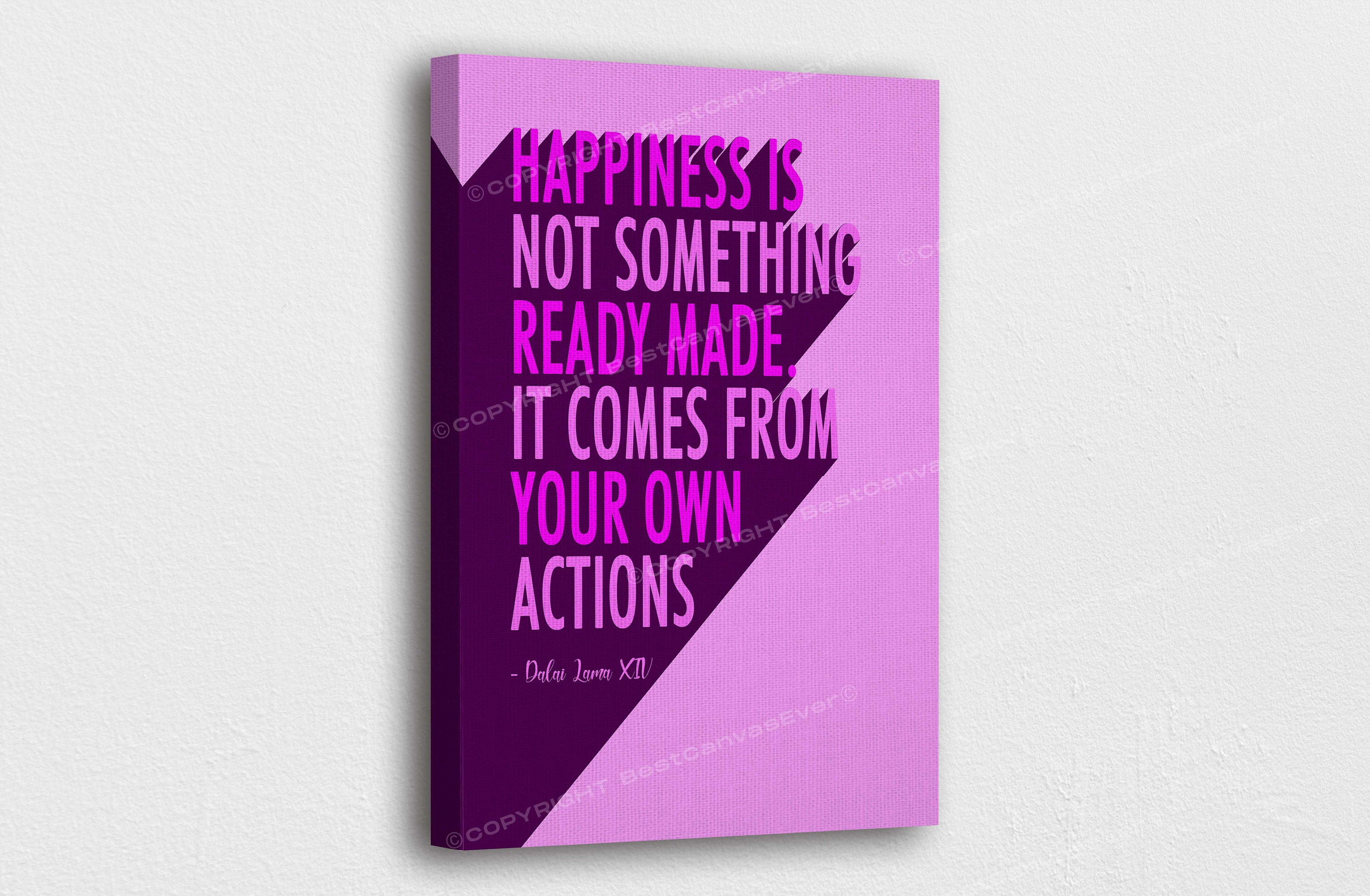 Be Happy Inspirational Mini Canvas Quote Art Pink Gift Idea Quote