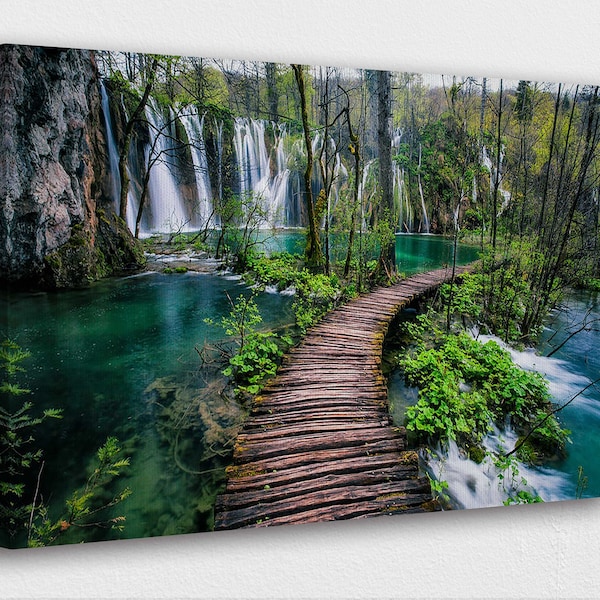 Famous Places Art Canvas-Plitvice Lakes National Park Europe Art Poster/Printed Pictures Wall Art Decoration POSTER or CANVAS READY to Hang