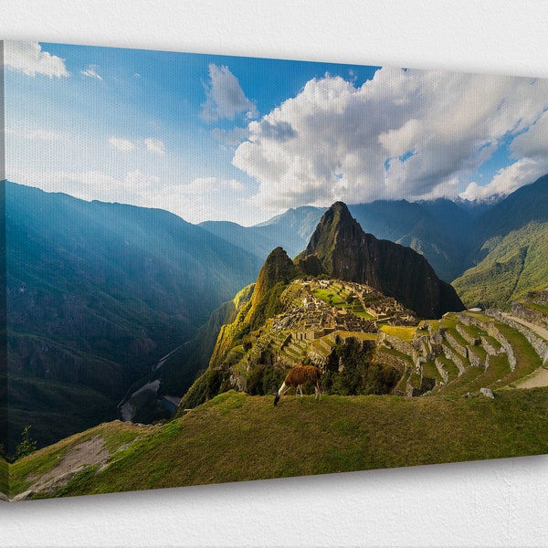 Famous Places Art Canvas-Mount Machu Picchu Cusco Peru Art Canvas Poster/Printed Pictures Wall Art Decoration POSTER or CANVAS READY to Hang