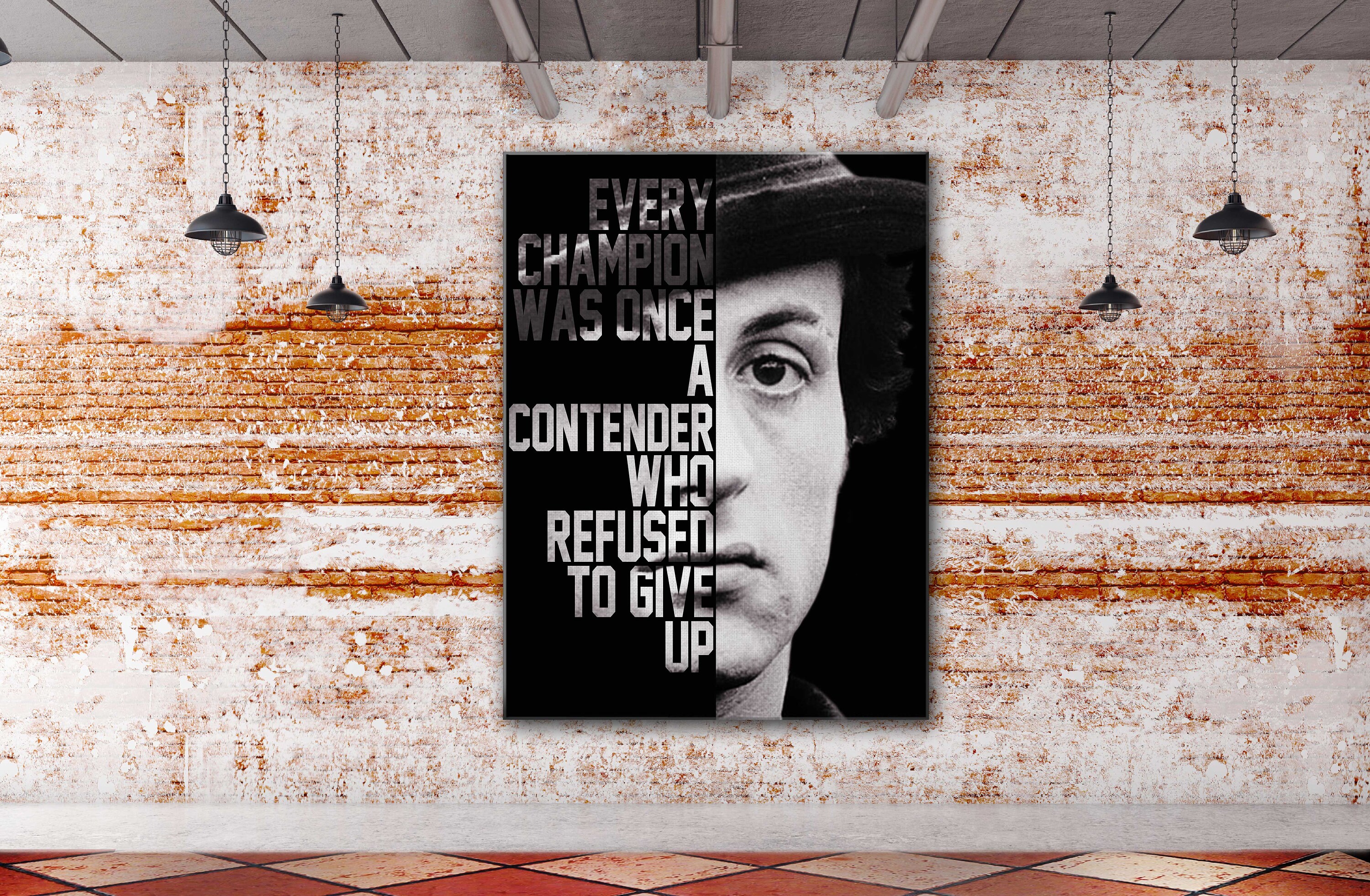 Rocky Balboa Art Canvasevery Champion Was A Contender Quotes Etsy