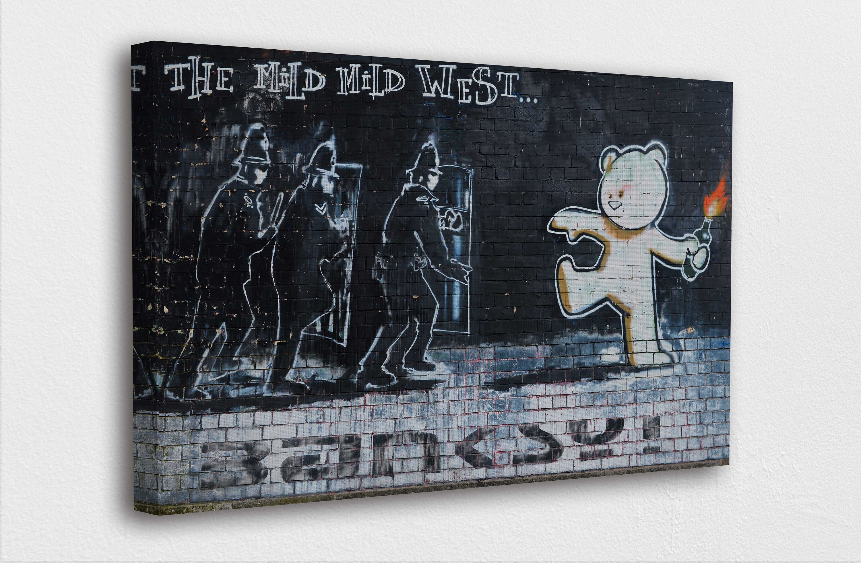 Banksy Street Art Canvasbear Holding a Bomb Street Art Etsy