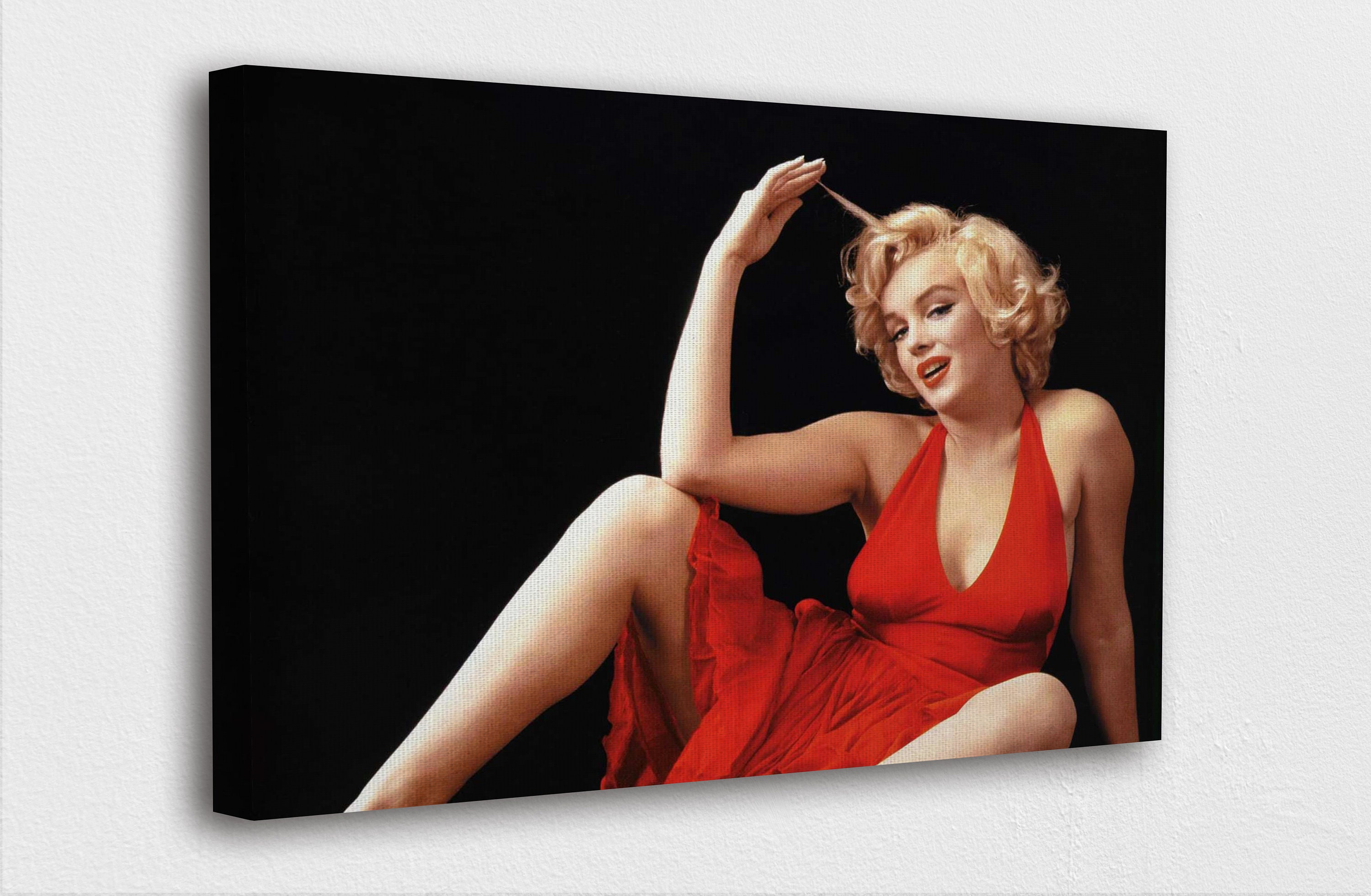 Marilyn Monroe Art Canvas-Monroe El Vestido Rojo Sentado Art - Etsy España