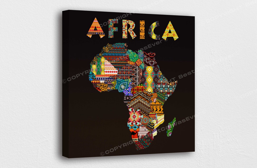 African Art Canvas-map of Africa Traditional Patterns Art Poster