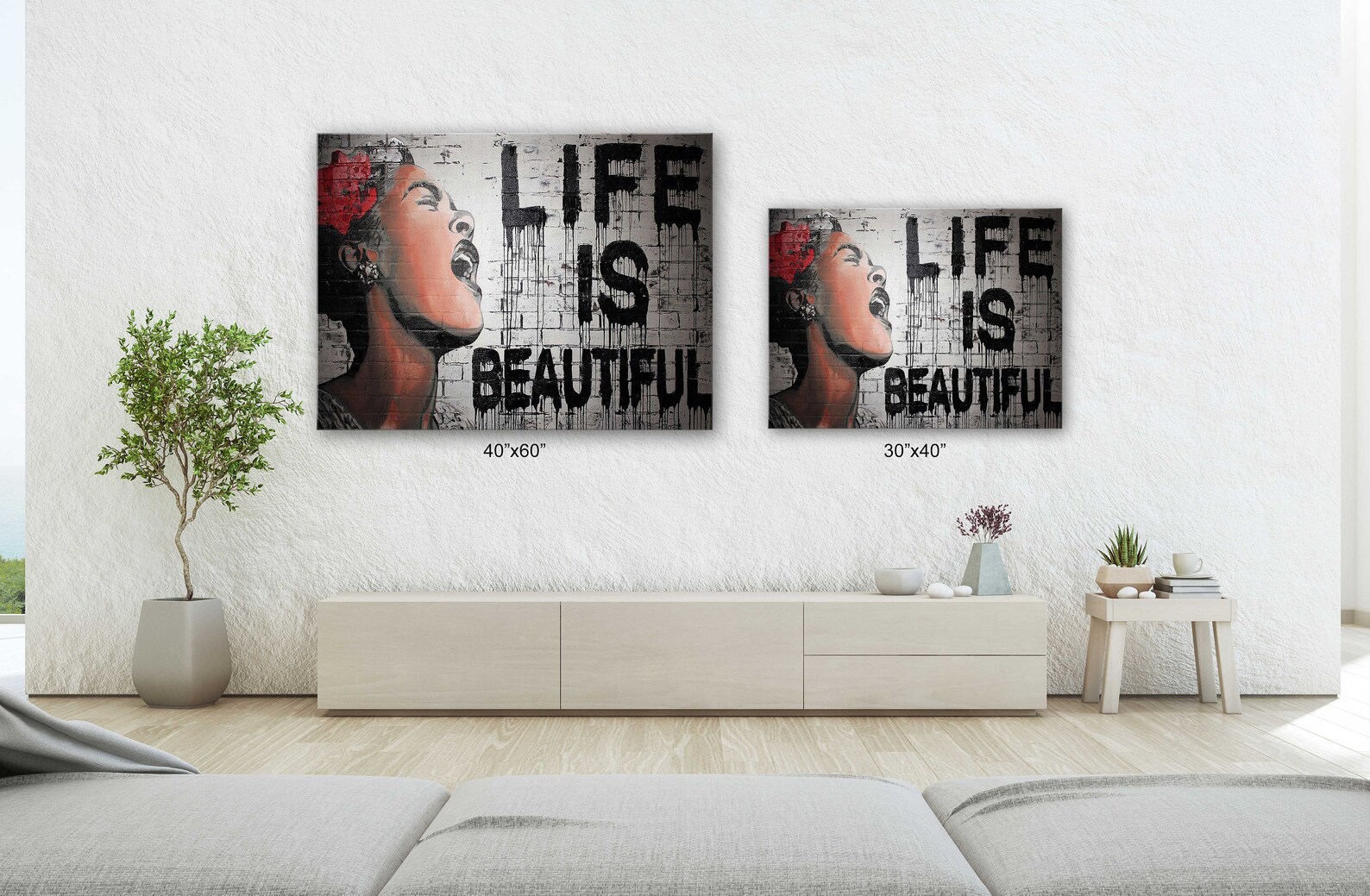 Banksy Street Art Canvasgraffiti Life is Beautiful Street Art Etsy