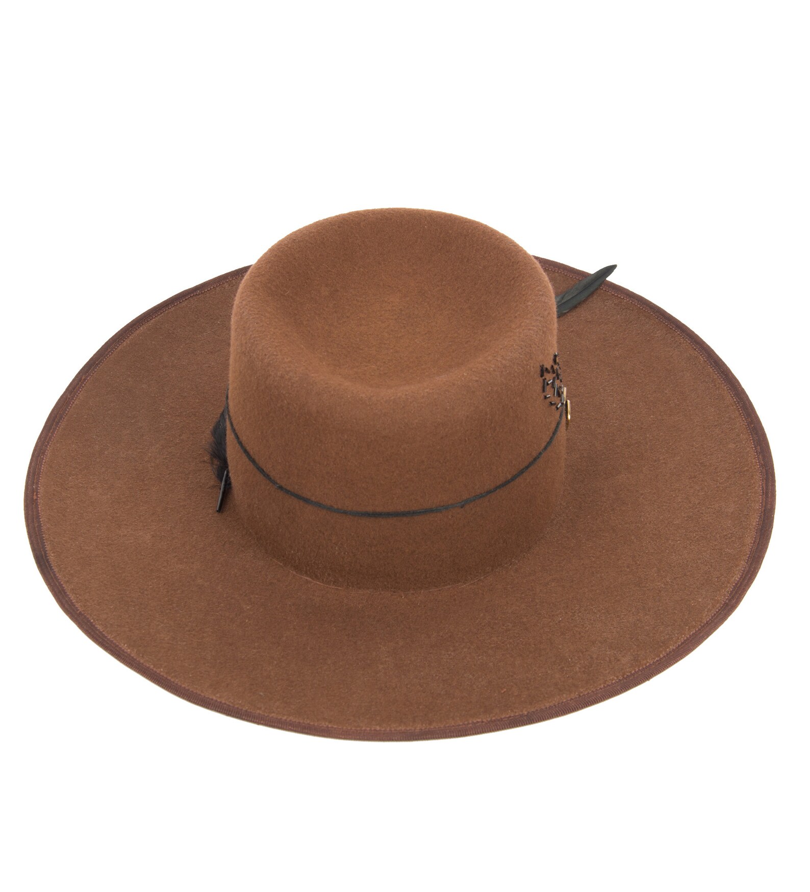 Wide stretched bolero hat in wool felt brick vintage pearls Etsy