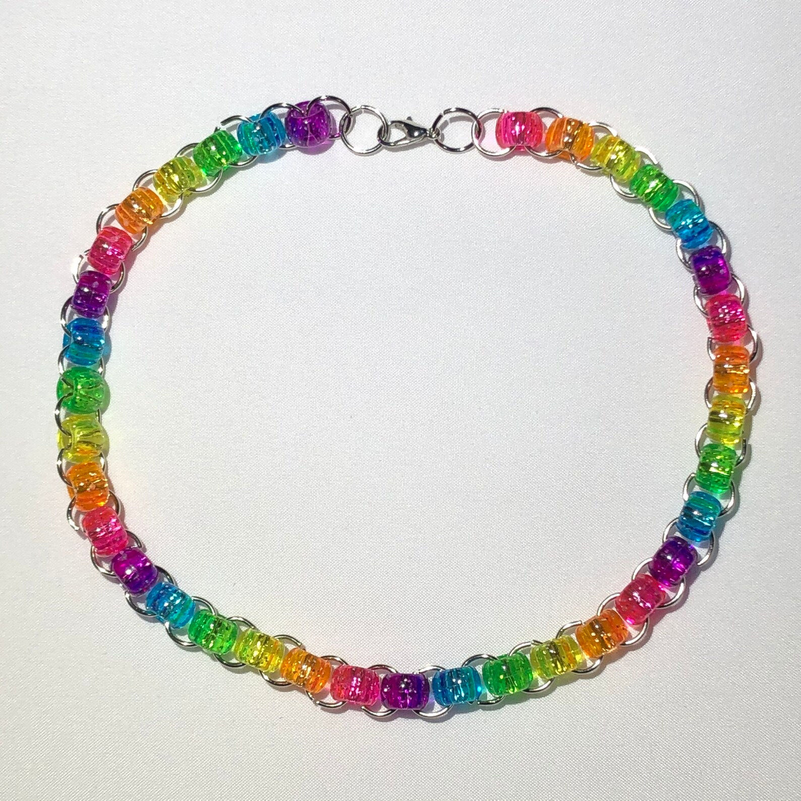 Rainbow pony bead necklace pony beads rainbow necklace Etsy