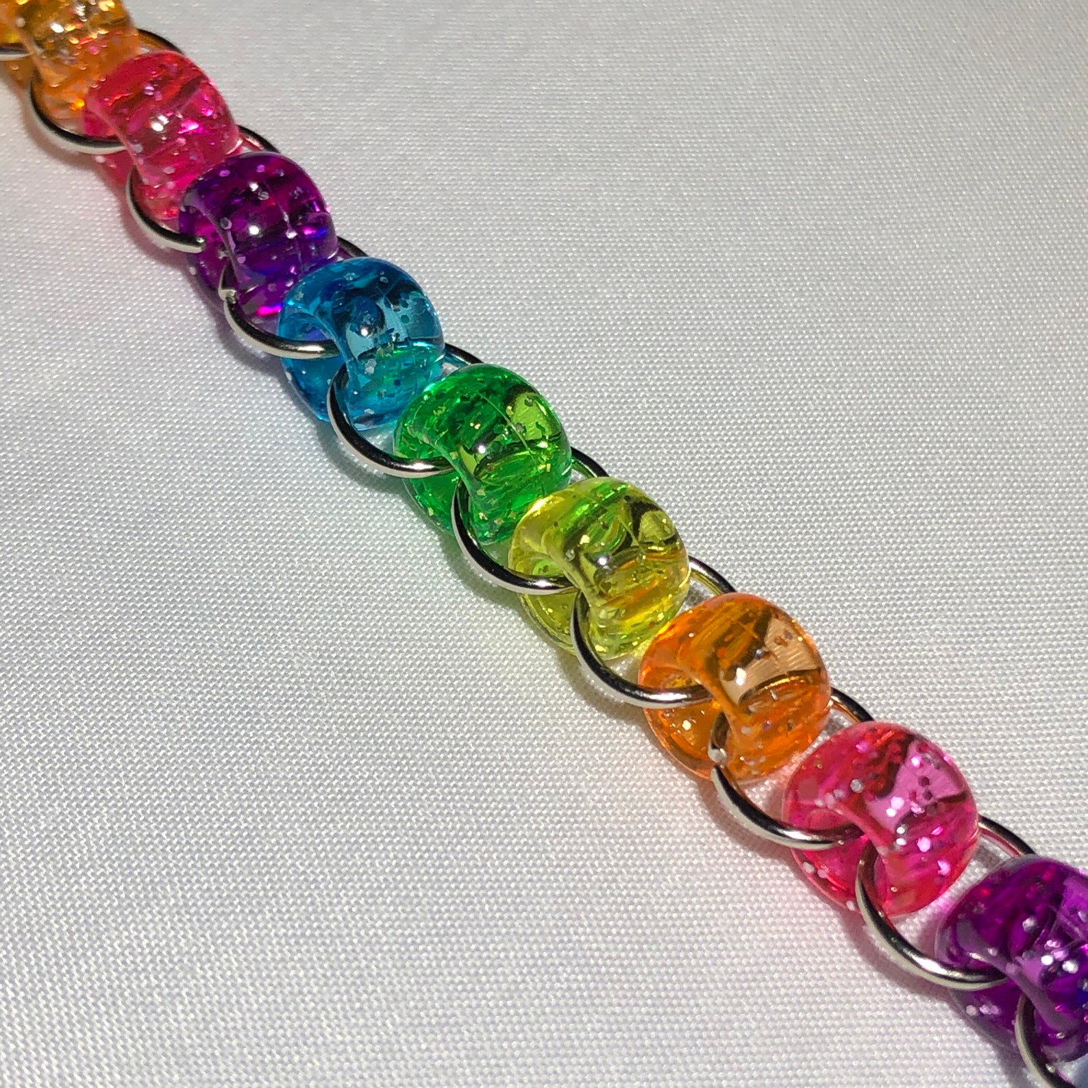 Rainbow pony bead necklace pony beads rainbow necklace Etsy