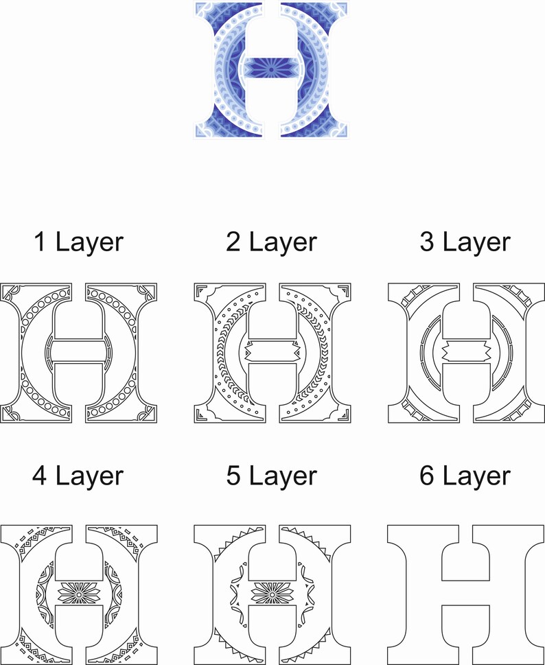 Download Letter Svg Files For Cricut Multilayer Letters Layered Letters Svg Layered Letter Mandala Layered Letter H Layered Letters Dxf Kits How To Woodworking Carpentry Gkjwonosari Com