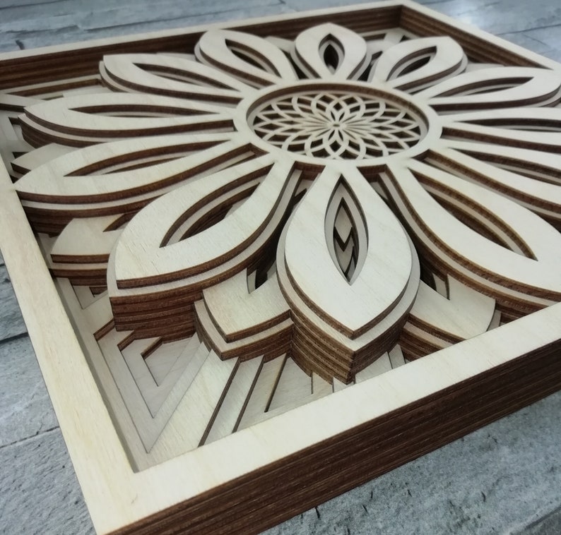 Layered Mandala SVG Laser cut file Mandala 3D Flower | Etsy