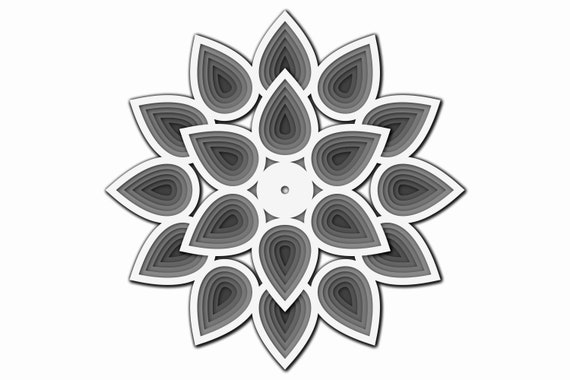 Couche de wall Clock SVG, Laser cut fichier Mandala, 3D Clock SVG, Mandala DXF fichier, Laser cut file Clock, Dxf Pattern, Laser Cut template Clock