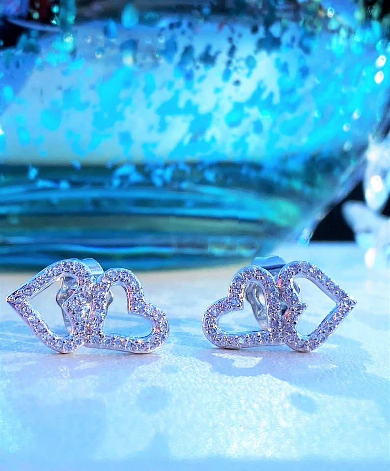 Heart Cz Earcuff Love Stud Earring Silver Diamond Cz Stud Earring Heart Stud Earring Silver Diamond Heart Stud Earring Heart Stack Stud