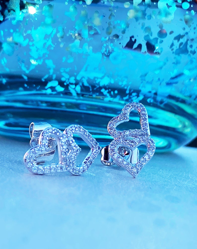 Heart Cz Earcuff Love Stud Earring Silver Diamond Cz Stud Earring Heart Stud Earring Silver Diamond Heart Stud Earring Heart Stack Stud