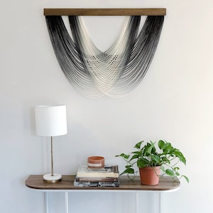 Isla - Black Ombré Dip Dyed Wall Hanging - Large Yarn Tapestry