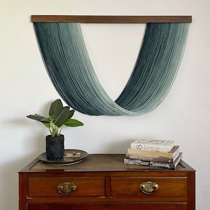 Geneva - Forest Green Dip Dyed Wall Hanging - Large Yarn Tapestry