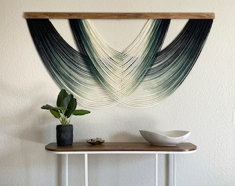 Isla - Emerald Ombré Dip Dyed Wall Hanging - Large Green Yarn Tapestry