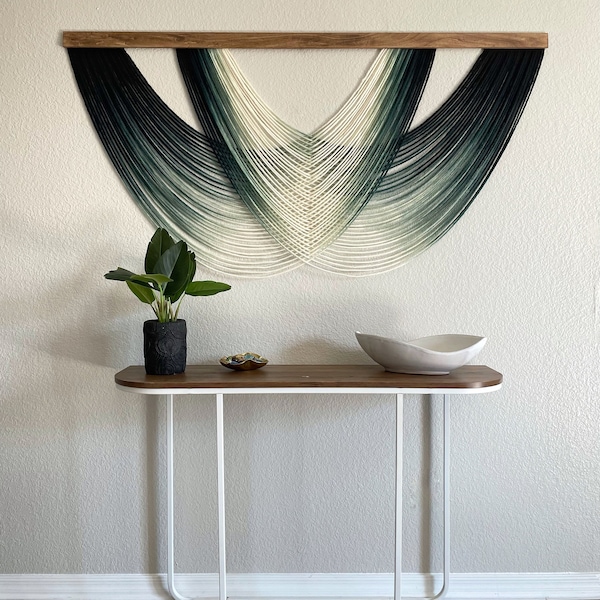 Isla - Emerald Ombré Dip Dyed Wall Hanging - Large Green Yarn Tapestry