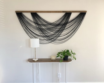 Isla - Black Dyed Wall Hanging - Large Yarn Tapestry - Yarn Wall Hanging - Fiber Art