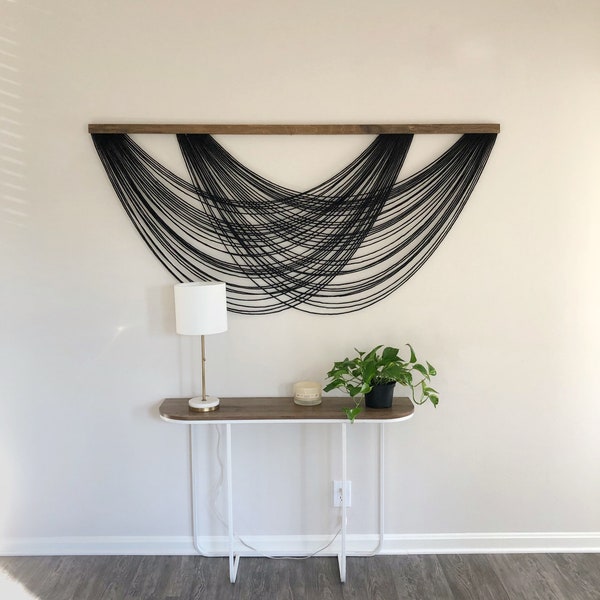 Isla - Black Dyed Wall Hanging - Large Yarn Tapestry - Yarn Wall Hanging - Fiber Art