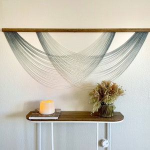 Isla - Misty Blue Grey - Dip Dyed Wall Hanging - Large Yarn Tapestry, Ombré