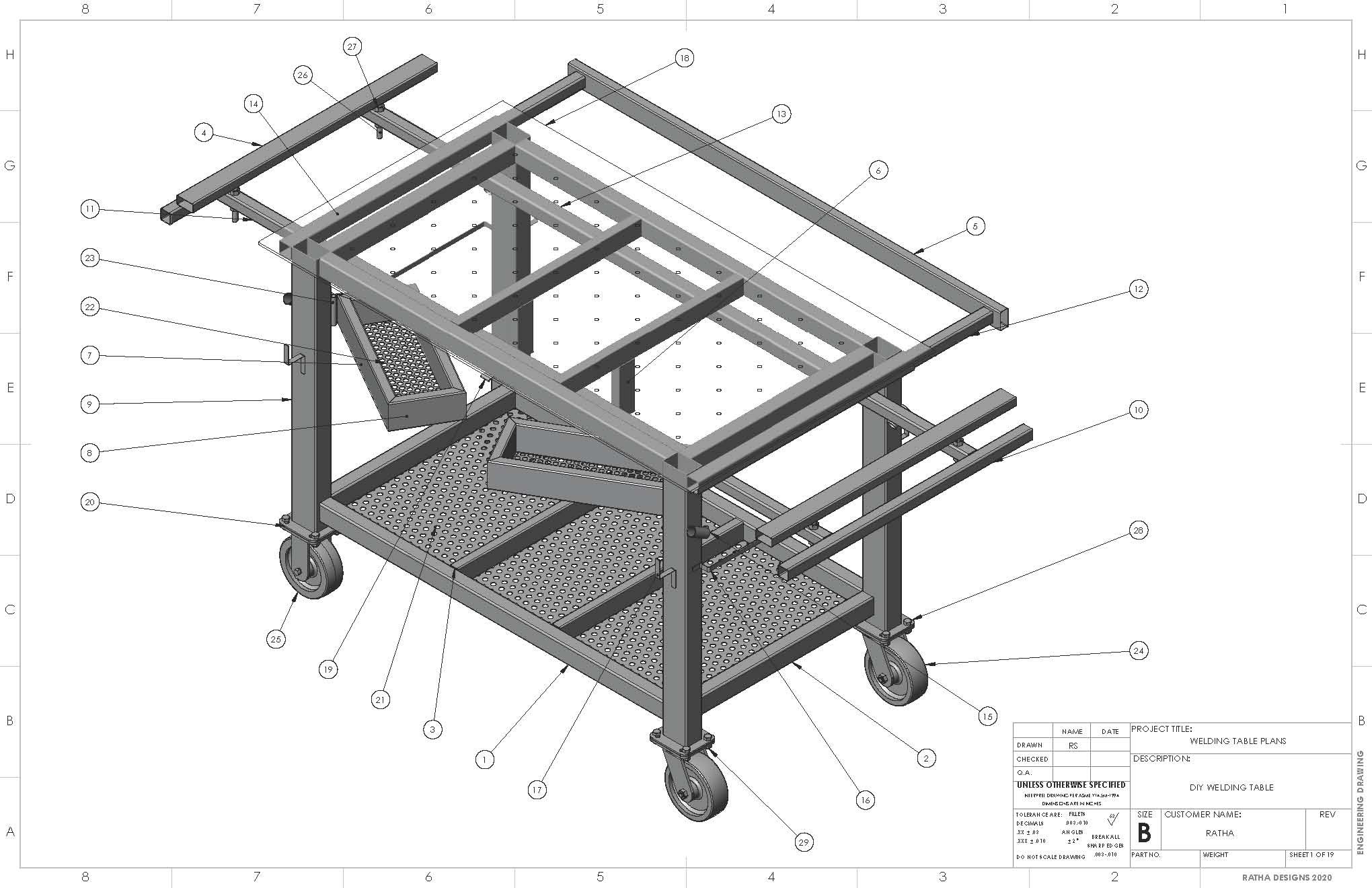 Welding Table Plans Bonus 3D Model standard Metric DIY
