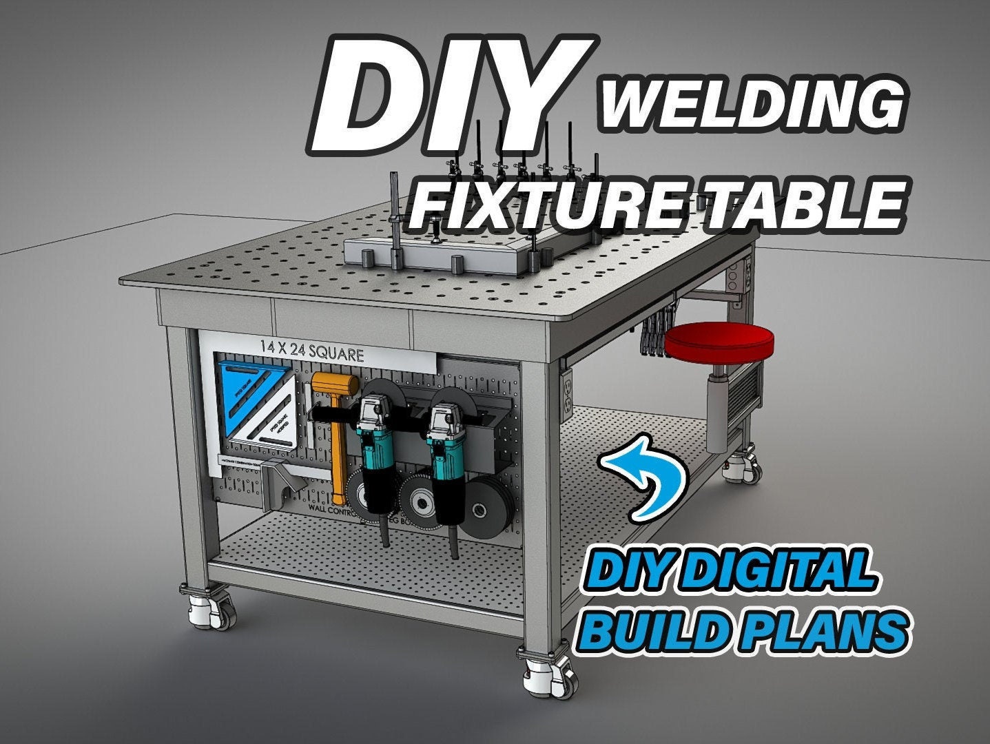 Plans Welding Bench Table Fixture Jig DXF File 2000mm x 1000mm 16mm square 