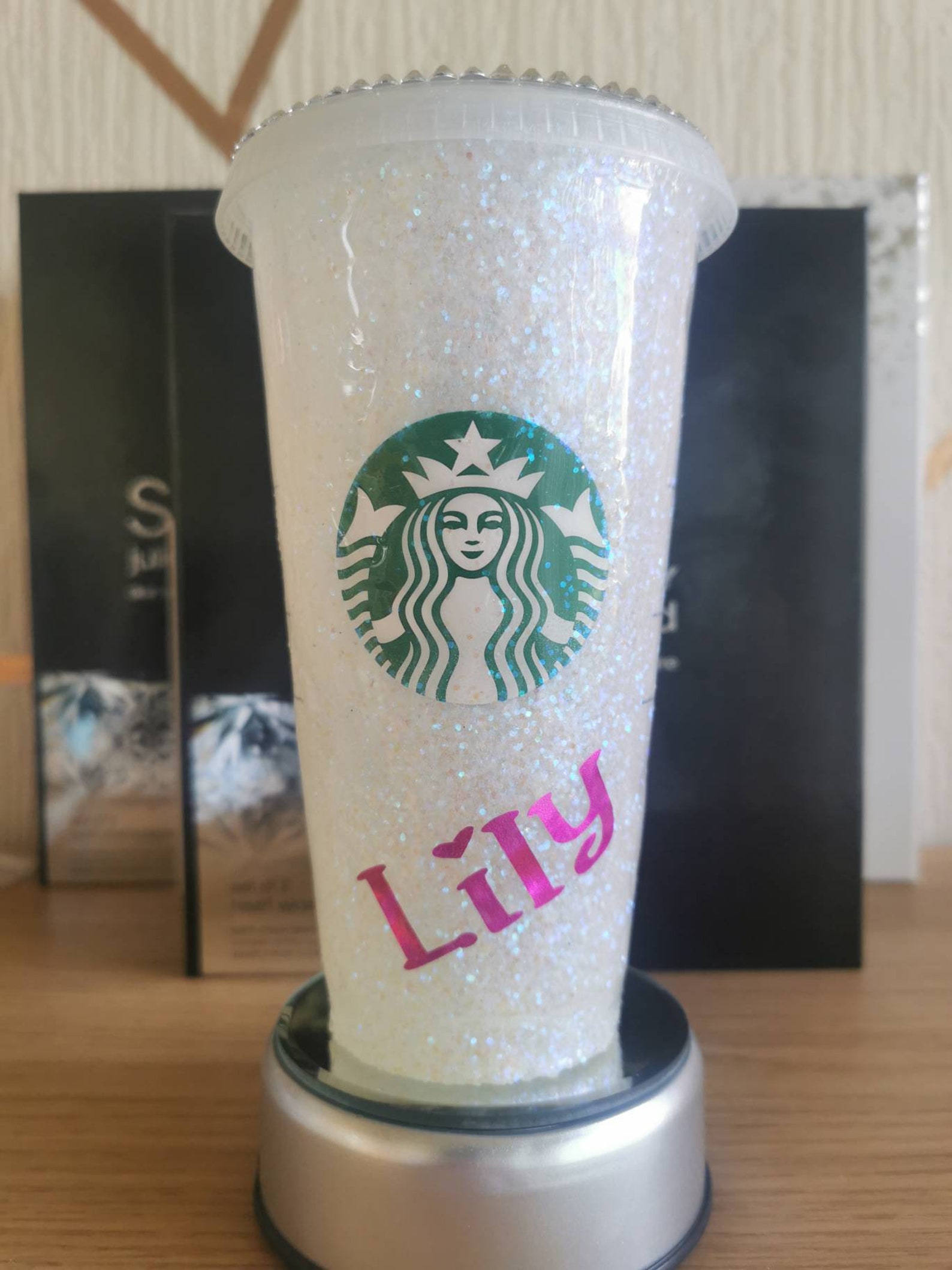 Glitter Starbucks Cup with lid and straw Etsy