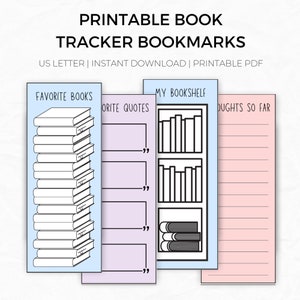 Printable Bookmark Book Reading Log Tracking Keeper Tracker Etsy