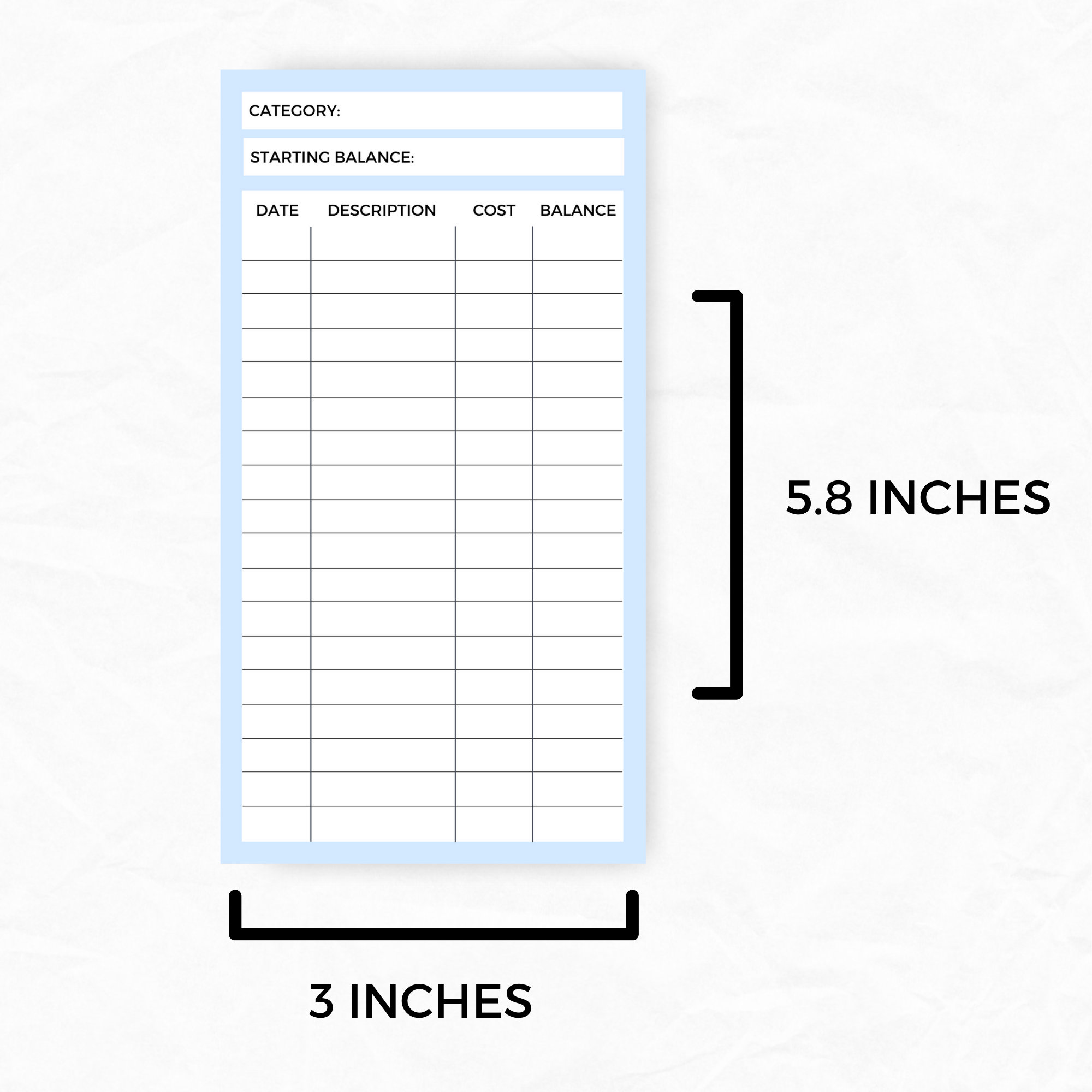 Cash Envelope Insert Printable Cash Transaction Register Etsy UK