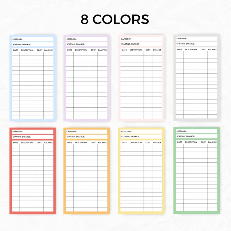 Cash Envelope Insert Printable Cash Transaction Register Etsy UK