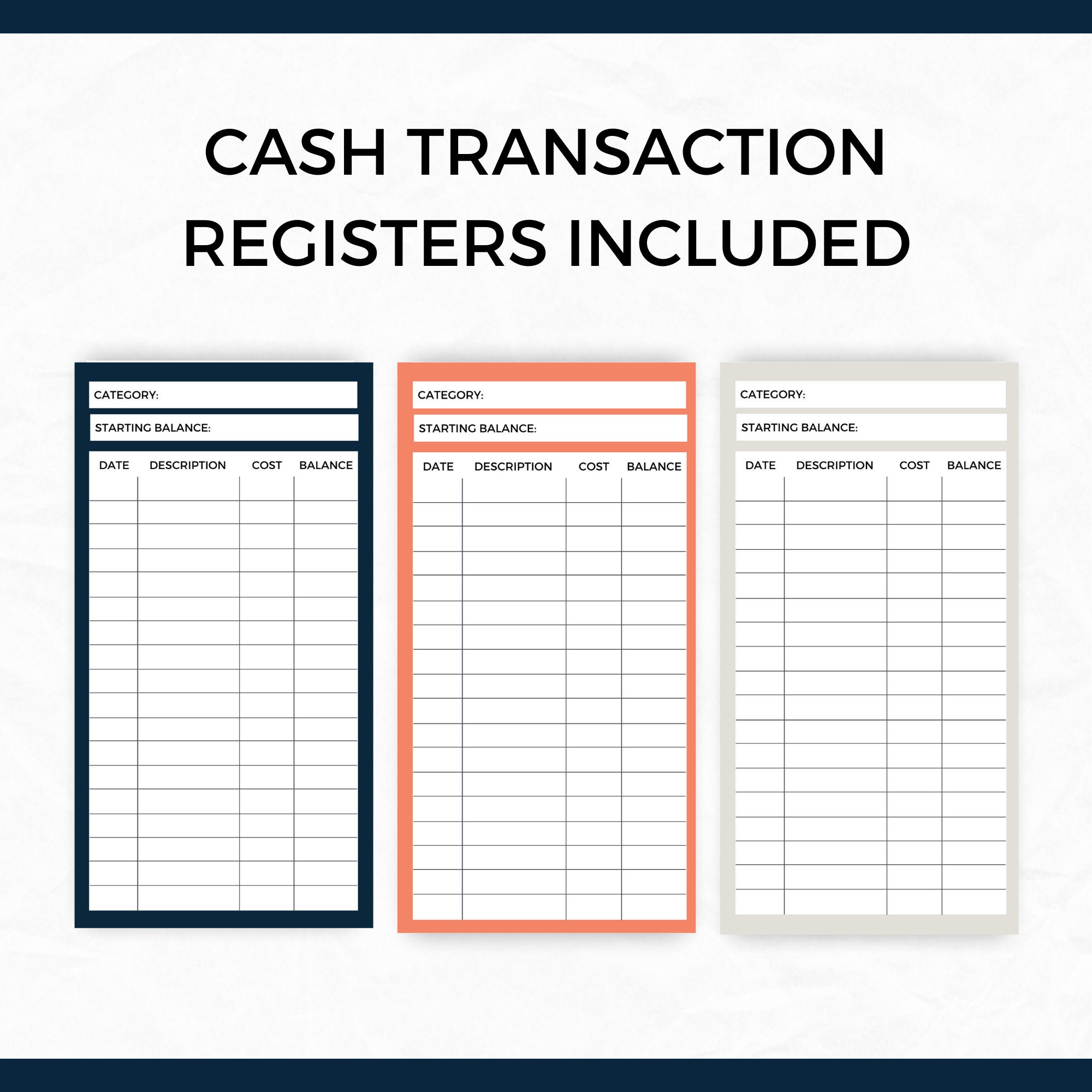 Printable Cash Envelopes Cash Transaction Register Slip Etsy UK