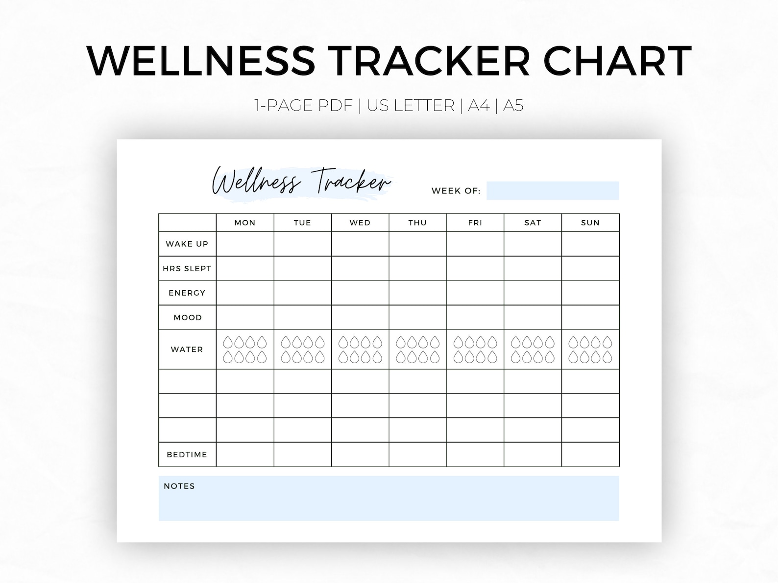 Wellness Chart Printable Wellness Tracker Wellness Planner - Etsy