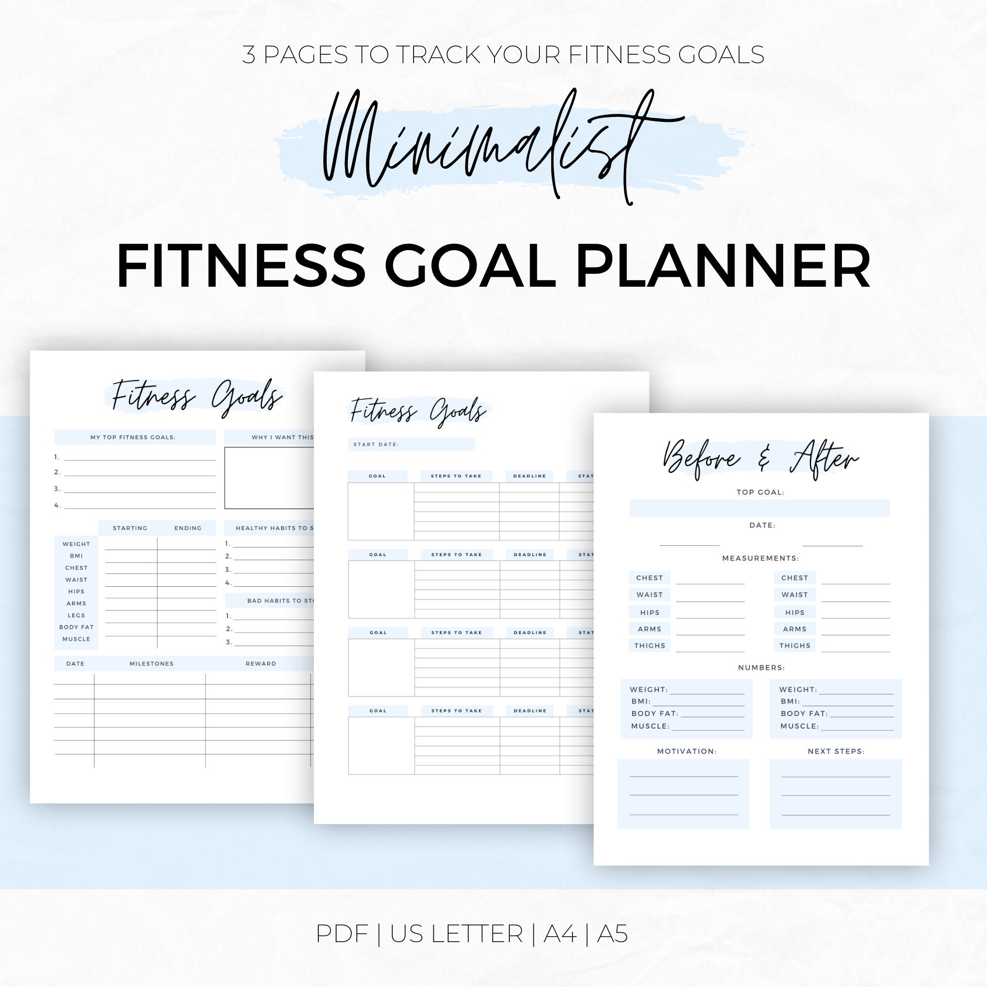 Fitness Goal Planner Printable Fitness Journal Goal Etsy België