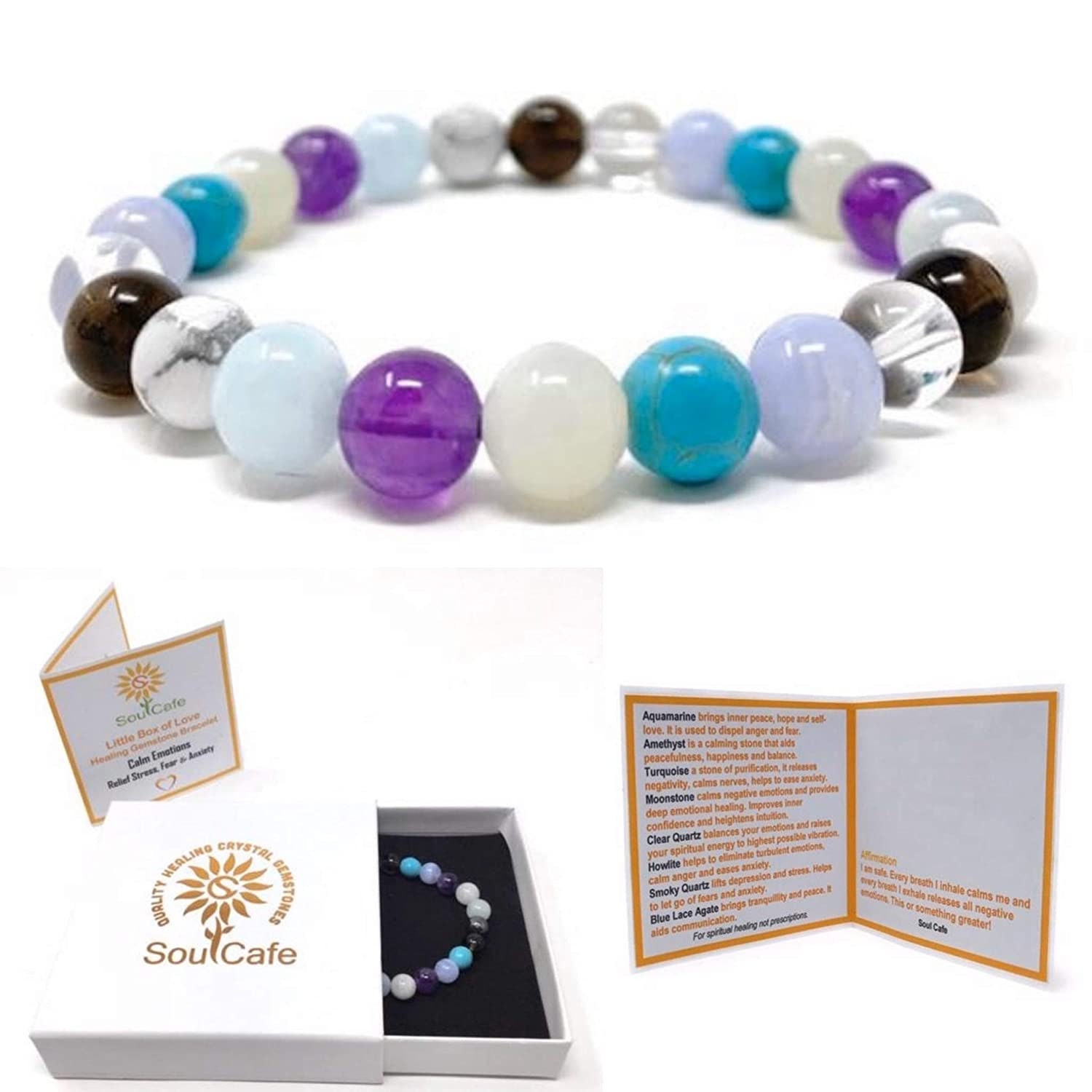 Calm Emotions Power Bead Bracelet Crystal Gemstone Etsy