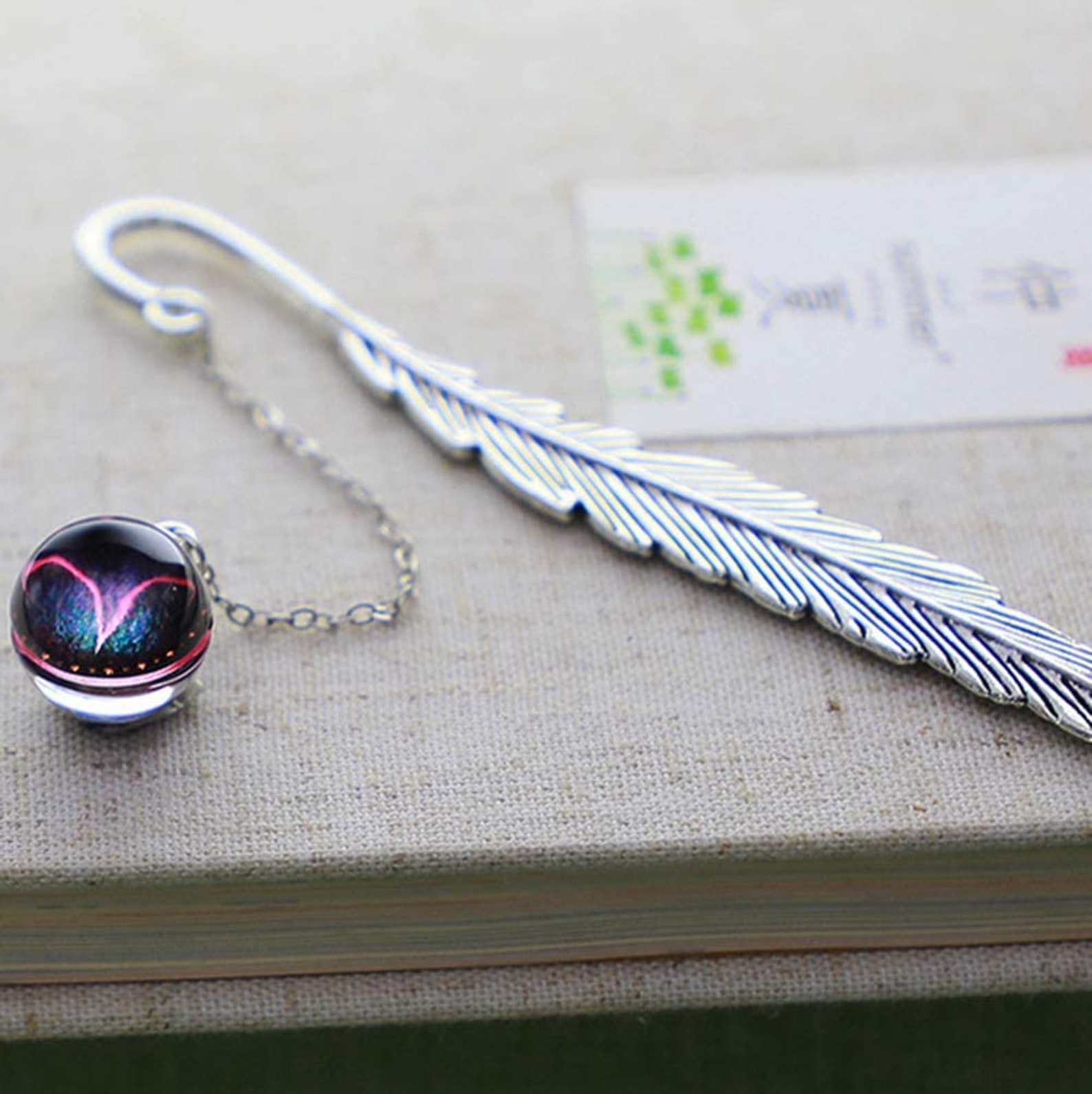 Silver Metal Feather Bookmark with Handmade Fluorescent Etsy