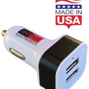 Made In USA Smart Dual USB Car Charger 24W Apple iPhone 14 13 12 Samsung Android iOS