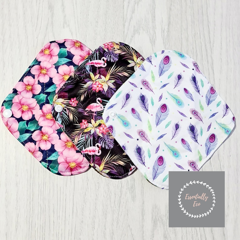 Menstrual Pads Pack of 3. Panty Liners Period Pads Washable Bamboo Cotton pads Reusable Sanitary Pads