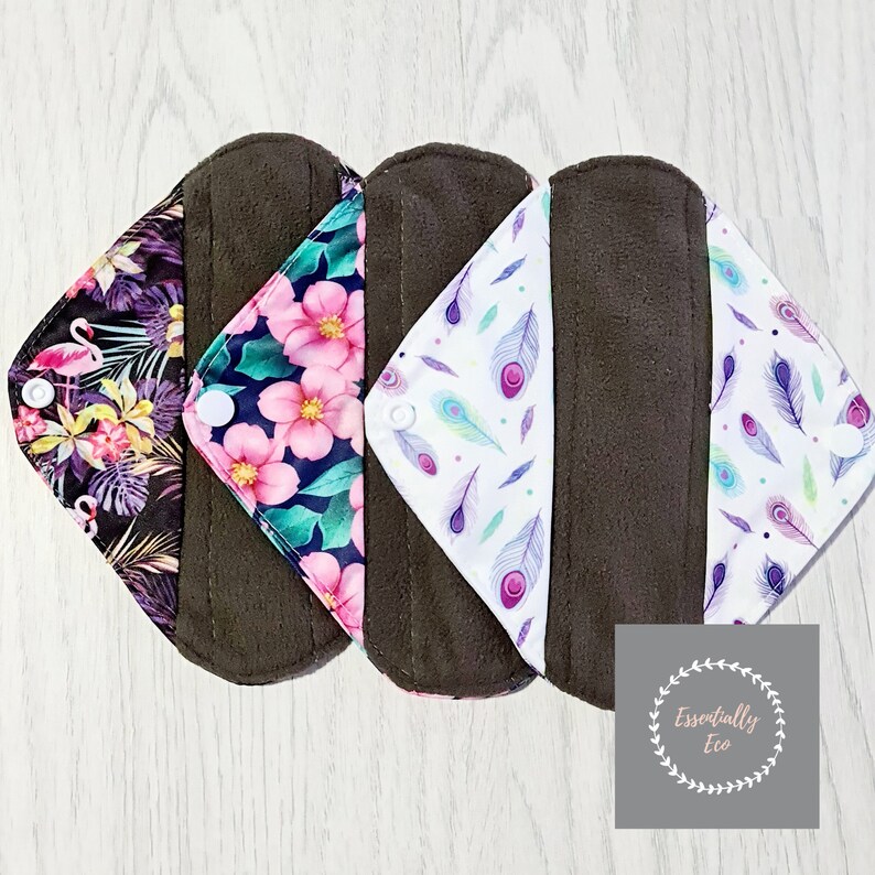 Menstrual Pads Pack of 3. Panty Liners Period Pads Washable Bamboo Cotton pads Reusable Sanitary Pads
