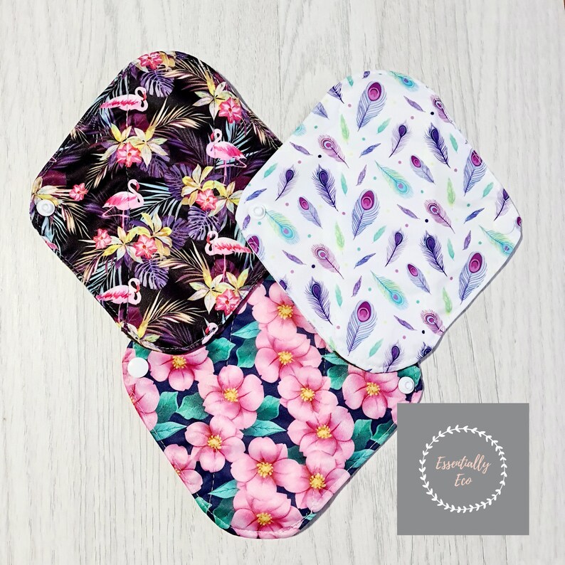 Menstrual Pads Pack of 3. Panty Liners Period Pads Washable Bamboo Cotton pads Reusable Sanitary Pads