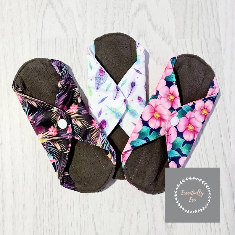 Menstrual Pads Pack of 3. Panty Liners Period Pads Washable Bamboo Cotton pads Reusable Sanitary Pads